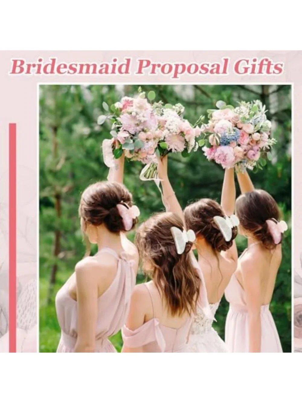 8-Pack Bridesmaid Proposal Gifts | Acrylic Hair Claw Clips in White & Pink